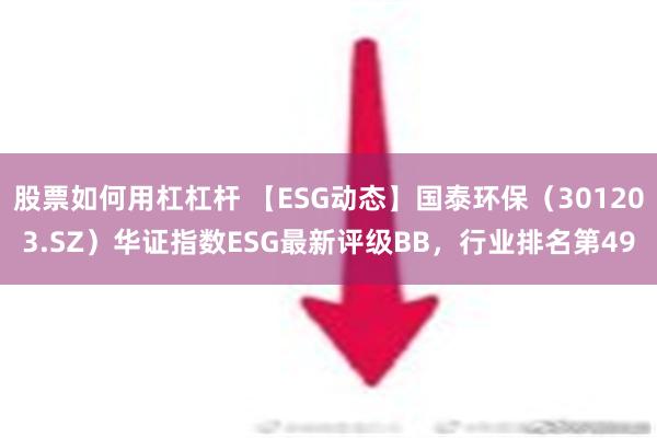 股票如何用杠杠杆 【ESG动态】国泰环保（301203.SZ）华证指数ESG最新评级BB，行业排名第49