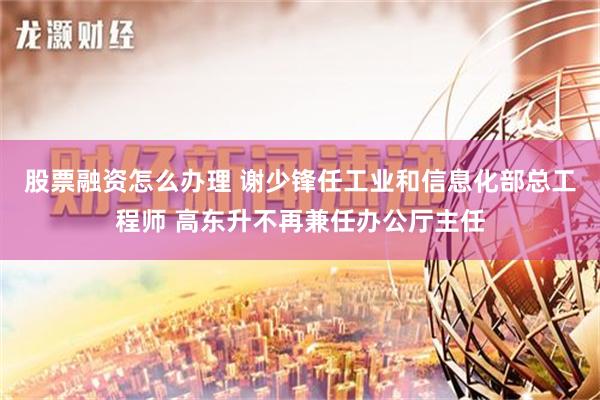 股票融资怎么办理 谢少锋任工业和信息化部总工程师 高东升不再兼任办公厅主任